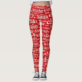 Legging Papais noeis de Natal Red Merry no inverno