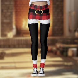 Legging Papais noeis de Xadrez moderna Figuram Feliz Natal