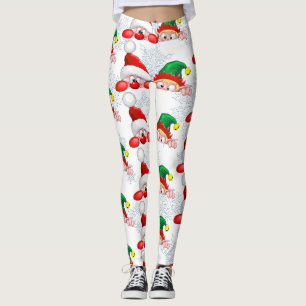 Legging Papais noeis e Elf Cute e Caracteres Engraçados