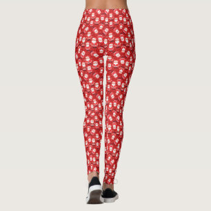 Legging Papais noeis Envolvidos Por Neves Flocos Vermelhos