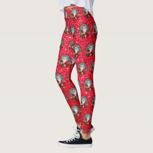 Legging Papais noeis Gráficos De Natal Brilhantes E Brilha