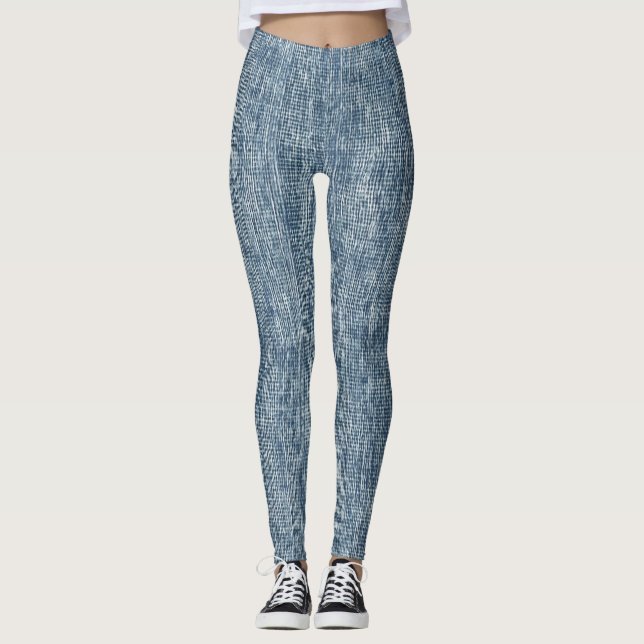 Legging Papel de embrulho com padrão de jeans azul desgast (Frente)