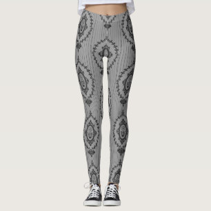 Legging Papel de parede barroco na Cinza