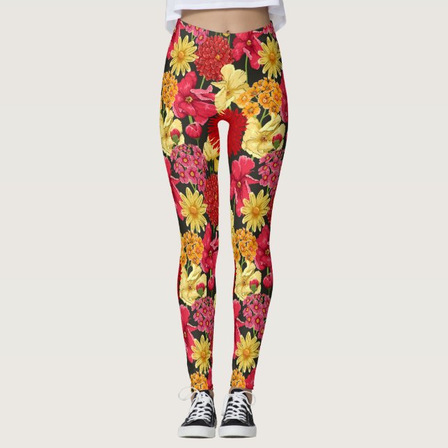 Legging Papel de parede floral no estilo da aguarela (Frente)
