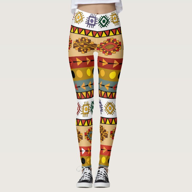 Legging Papel de parede tribal, design artístico. (Frente)