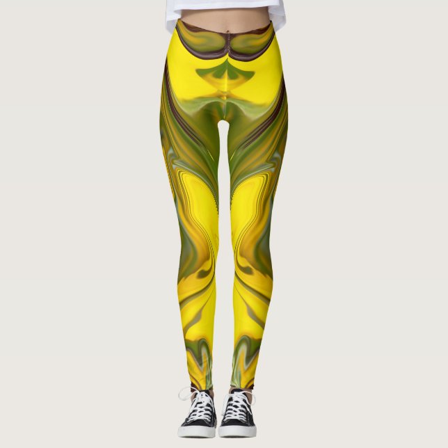 Legging Papel Digital Amarelo Marble Waves-55448 (Frente)