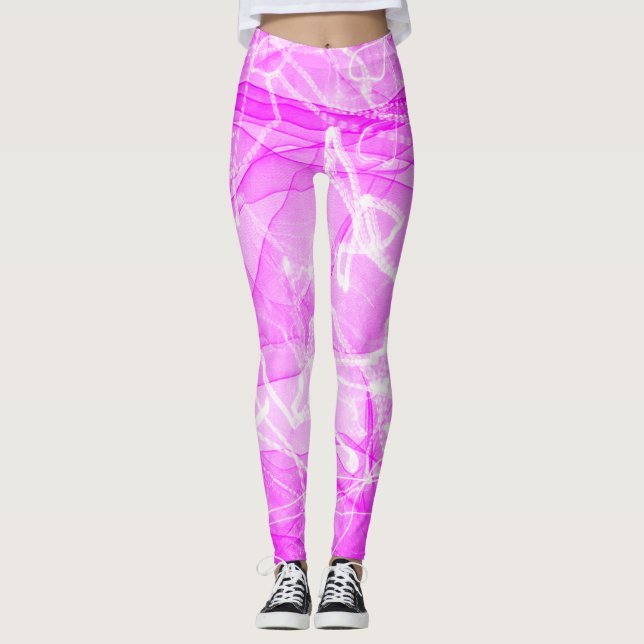 Legging Papel digital cor-de-rosa (Frente)