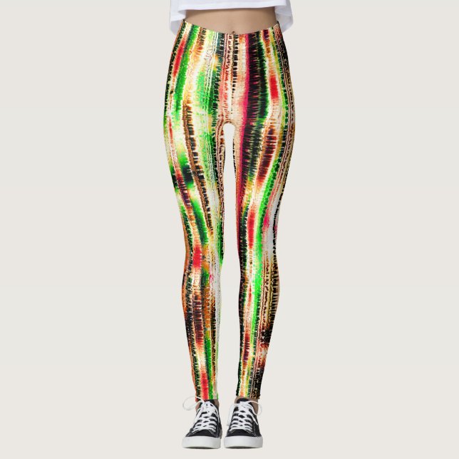 Legging Papel em fatias vermelho, amarelo e verde (Frente)
