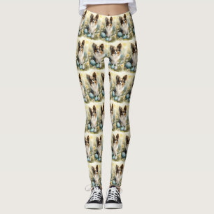 Legging Papillon Dog com Feriado de Ovos de Páscoa