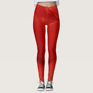 Legging Papoila do vermelho dos Leggins