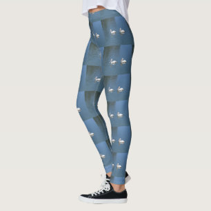 Legging par branco pelicano a azul
