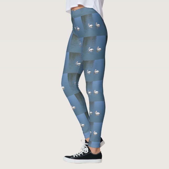 Legging Par branco pelicano em azul (Esquerda)
