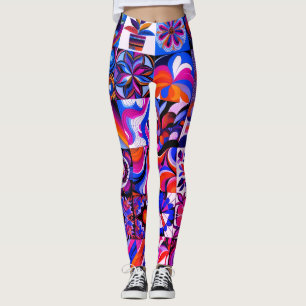 Legging Par de Arte Abstrata em Patchwork Personalizada Mo