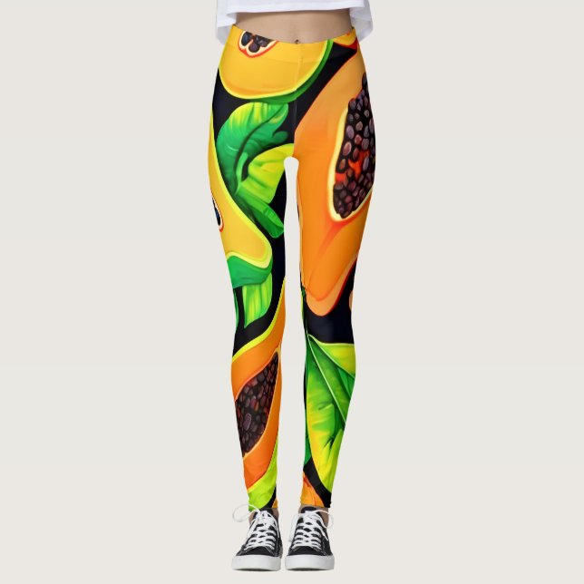 Legging Paraíso da Papaya Tropical (Frente)