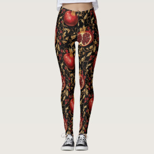 Legging Paraíso da Romã - Padrão Floral Rico e Sem Costura