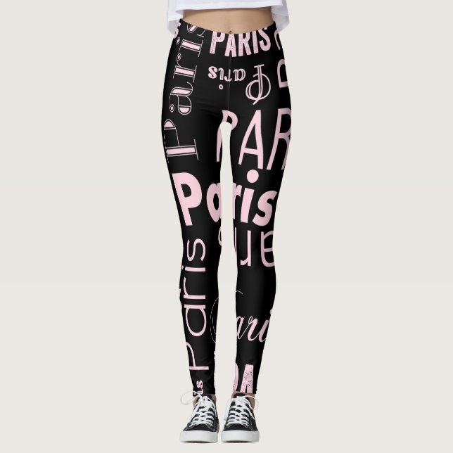 Legging Paris rosa e paris pretos (Frente)