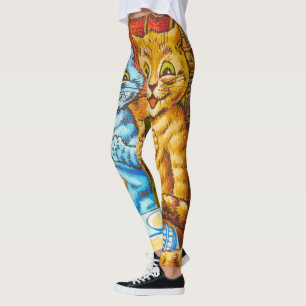 Legging Partido do Chá de Gatos por Louis Wain