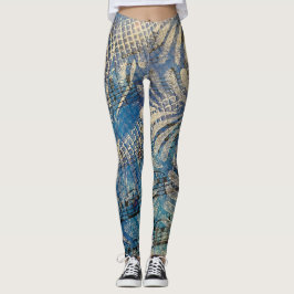 Legging Partitura Pintada Azul e Branco Caprichosa em Cama