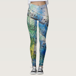 Legging Partitura Pintada Colorida e Caprichosa em Camadas