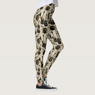 Legging Partituras e Instrumentos Preto/Ouro ID481