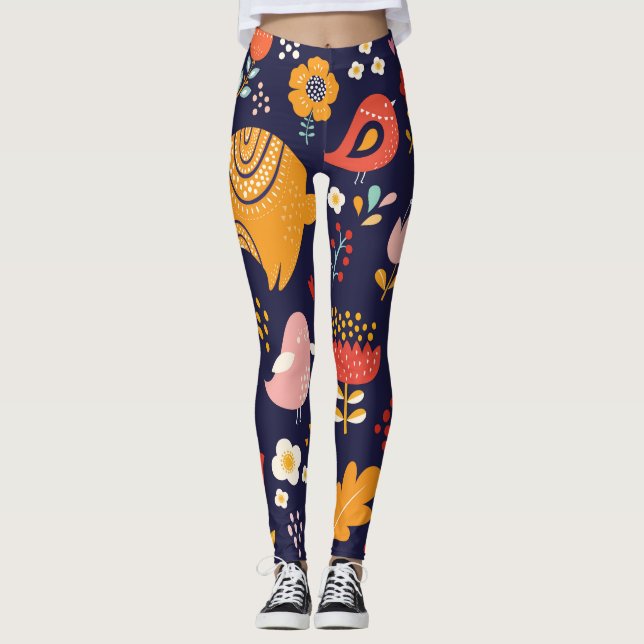 Legging Páscoa de primavera: flores, coleção de coelhos (Frente)