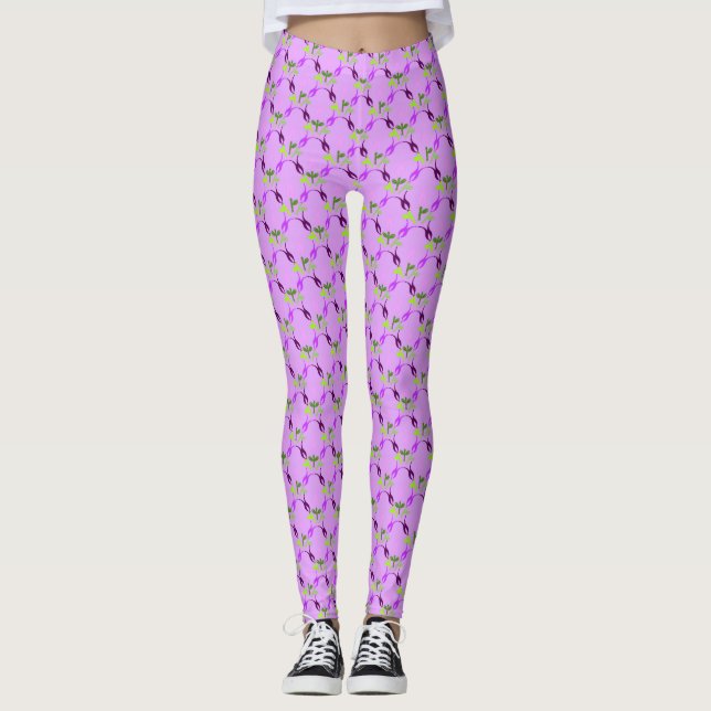 Legging Páscoa Floral Design Lilac Yoga Pants (Frente)