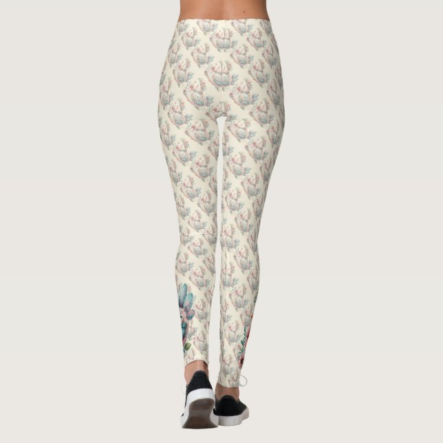 Legging Pássaro Folclórico Floral com Charme Pastel Boho (Verso)