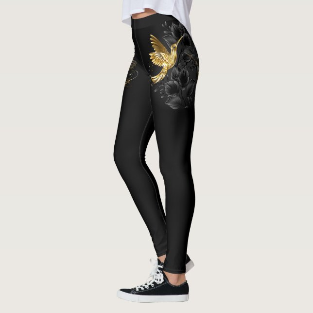 Legging Pássaro Humino Negro e Dourado (Esquerda)