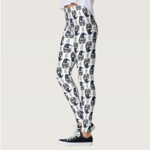 Legging Pássaro Negro em um Design de padrão de Gótico do 