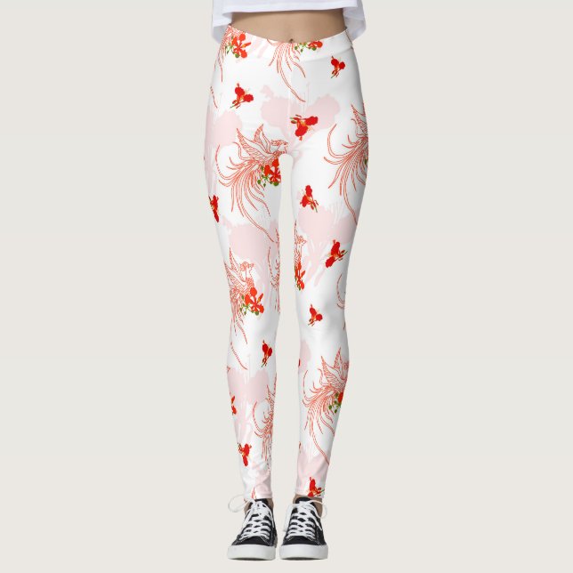 Legging Pássaro Phoenix E Flor Phoenix Sem Olho (Frente)