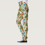 Legging Pássaros corados e flores retro padrão<br><div class="desc">Legal aves coloridas e flores,  padrão sem costura sobre fundo branco</div>