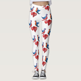 Legging Pássaros De Amor, Pássaros De Cores Aquáticas Legg