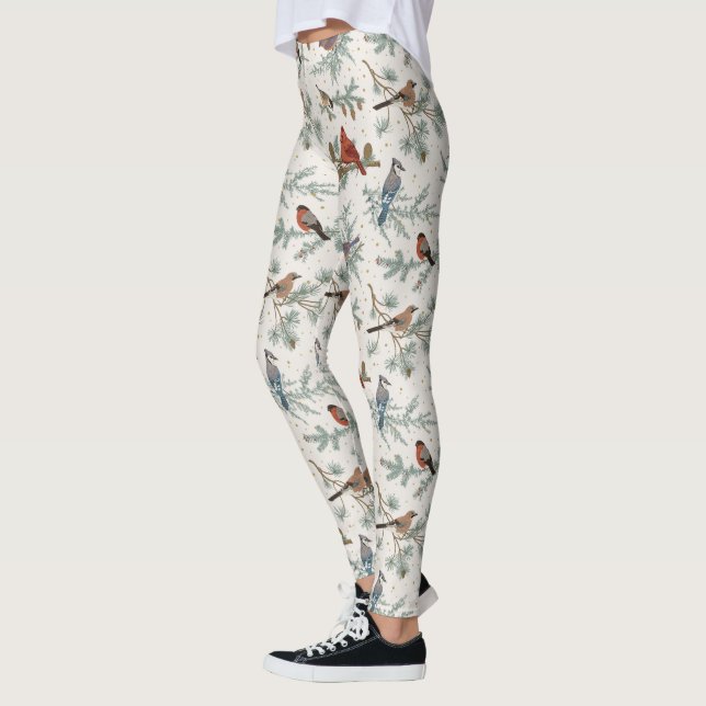 Legging Pássaros de inverno e Sucursais de pinheiro (Esquerda)