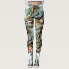 Legging Pássaros de Pavão na Floresta