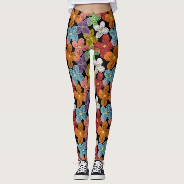 Legging Pasta de bolso do Chalk Daisies (Frente)