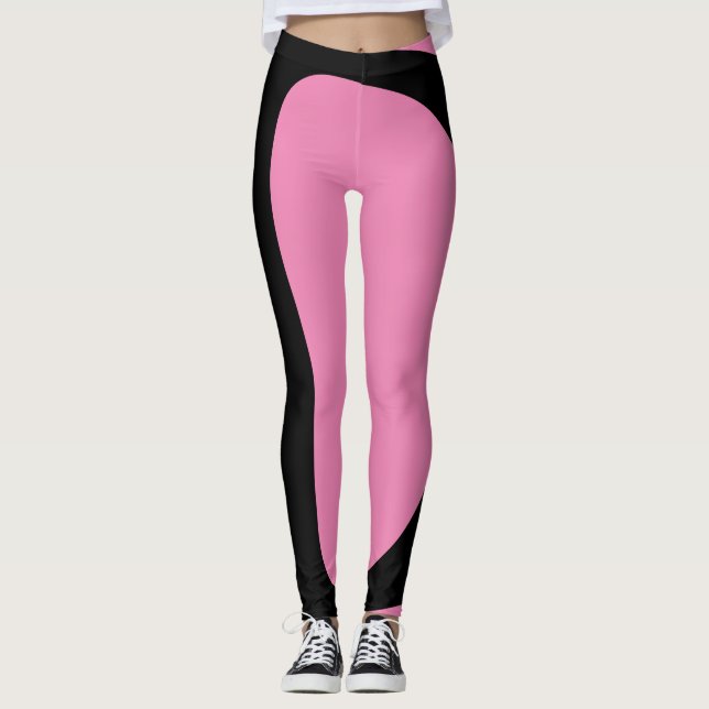 Legging pasta &preta cor-de-rosa (Frente)