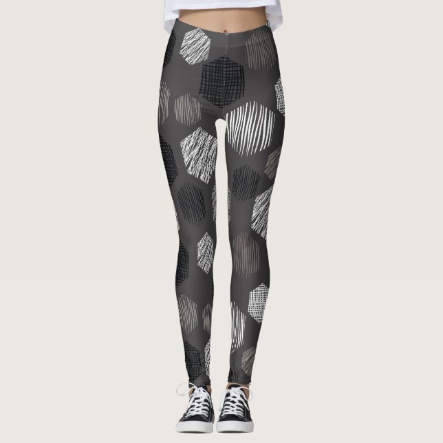 Legging Pastéis Geométricos: Padrão Texturizado Vintage. (Frente)