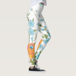 Legging Pastel Azul, Rosa e Design Floral Amarelo<br><div class="desc">Flores azuis pastel elegantes com design floral amarelo e rosa.</div>