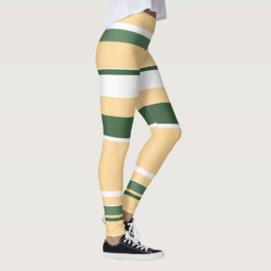 Legging Pastel Beige — Linhas Brancas Verde