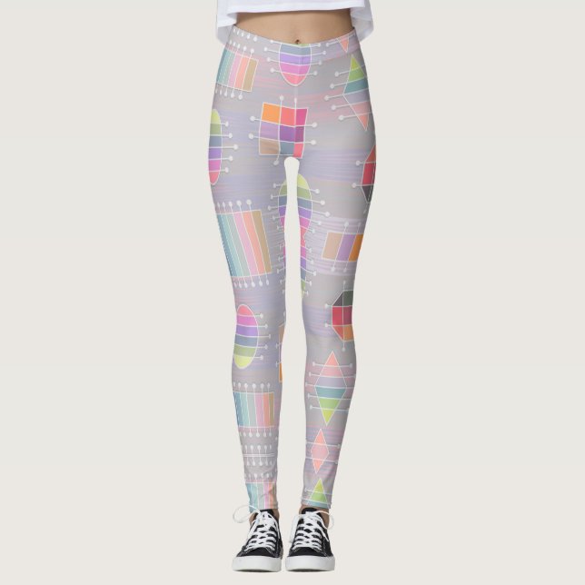 Legging Pastel Cores e Formas Geométricas (Frente)