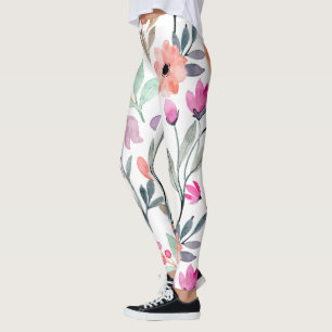 Legging Pastel de Padrões de Flores de Molho de Cores de Á