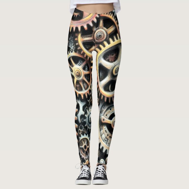Legging Pastel Desenho do Vapor de Ursos de Cogs (Frente)