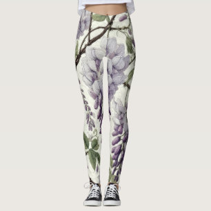 Legging Pastel duro Desenhando Wisteria Púrpura