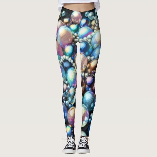 Legging Pastel duro Pérolas Miçangas iridescentes (Frente)