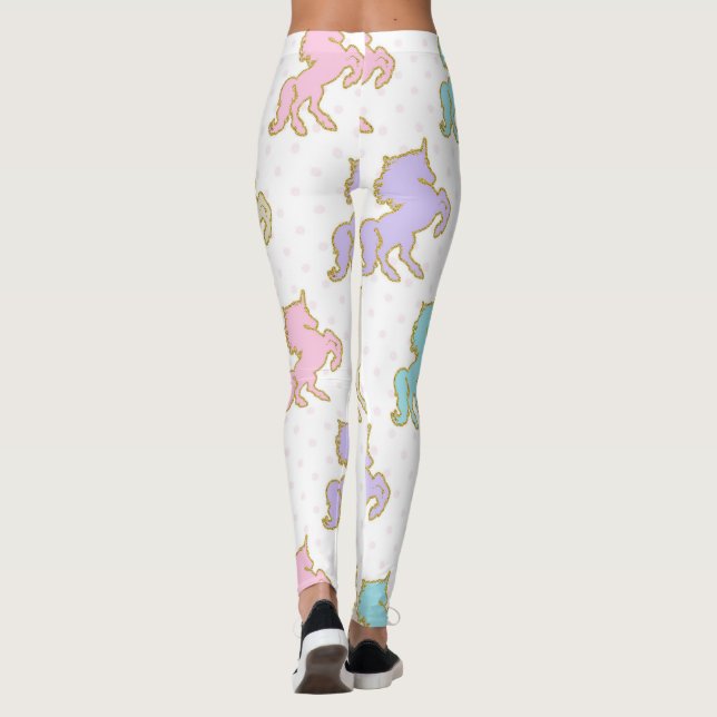 Legging Pastel e Unicórnio Dourado (Verso)