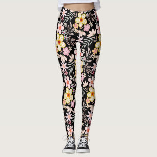 Legging Pastel Floral padrão C03.bw Preto BG