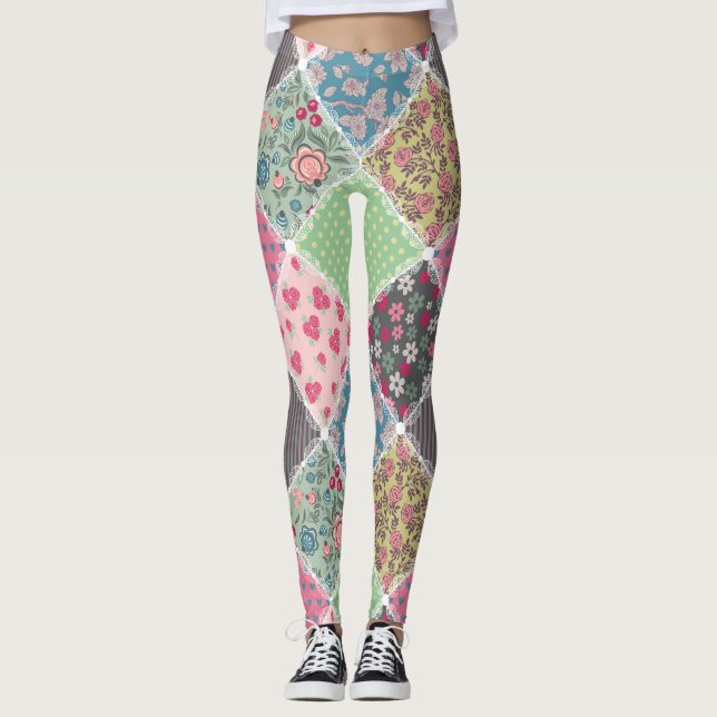 Legging Pastel Floral Quilt Squares (Frente)