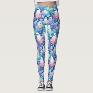 Legging Pastel Girly Halloween Cute Ghost Retro Floral