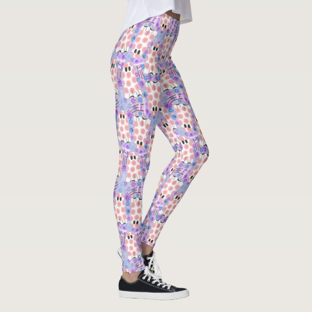 Legging Pastel Halloween Floral Ghosts (Direita)