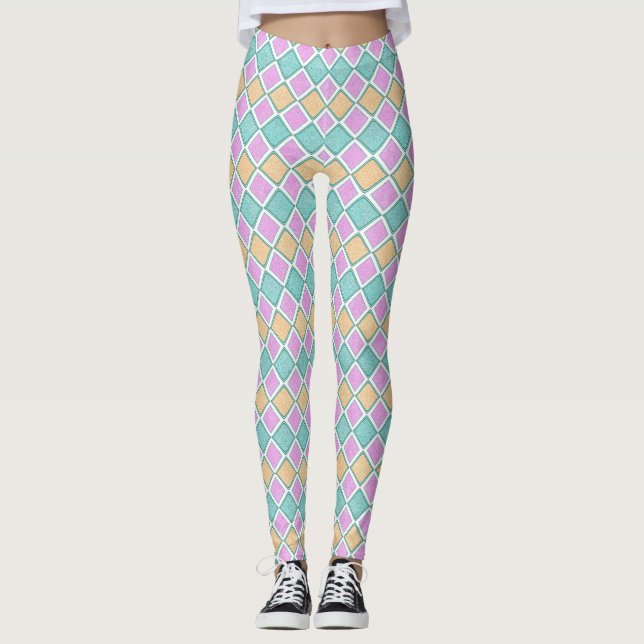Legging  Pastel Harlequin Prism Small Diamond Pattern (Frente)
